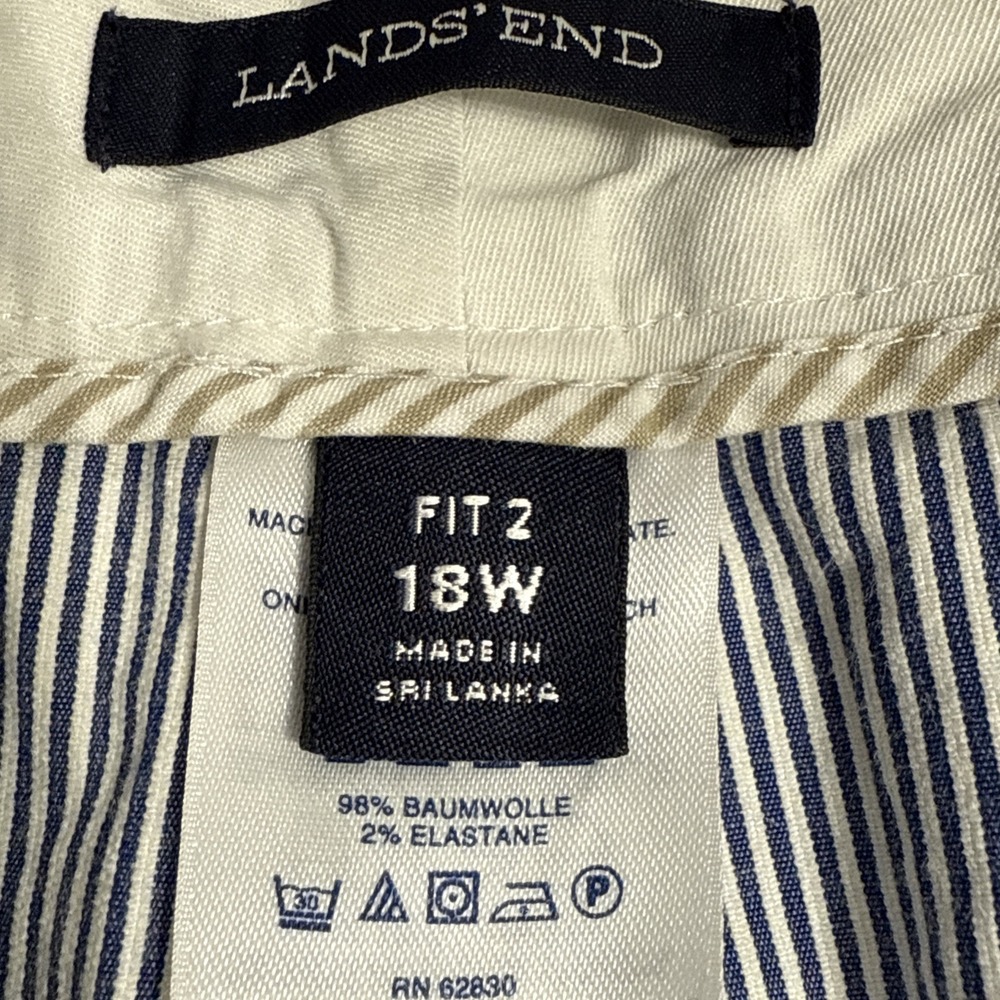 Lands' Lands End Striped Pants Size 18W Fit 2 Trouser Capris Fisherman Nautical - Picture 3 of 12